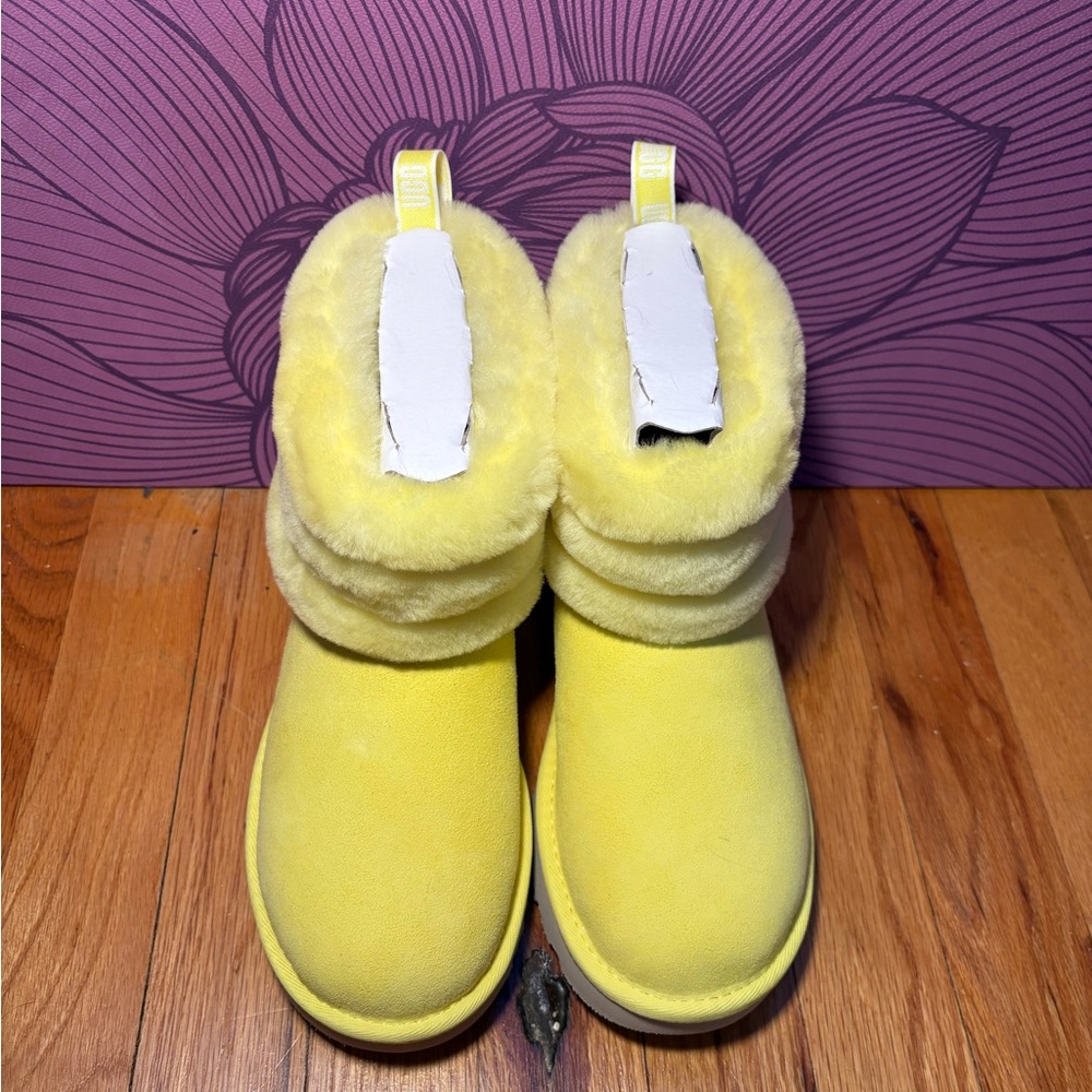 UGG FLUFF MINI QUILTED ANKLE BOOTS MARGARITA YELLOW